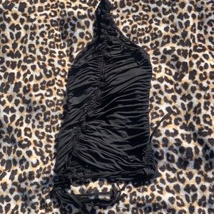 Baseline sheer asymmetrical ruched dress